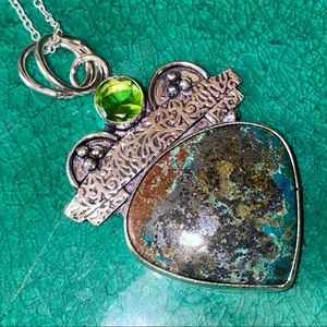 SALE ⭐️ Chrysocolla natural gemstone statement pendant